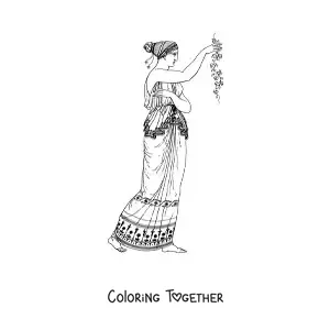 Coloring page of a Greek woman