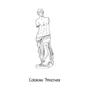Coloring page of a Greek sculpture