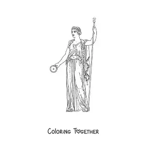 Coloring page of a Greek woman of the Ancient Age