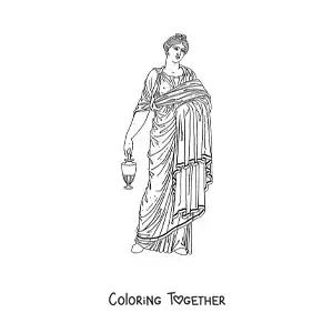 Coloring page of a woman of the Greek civilization