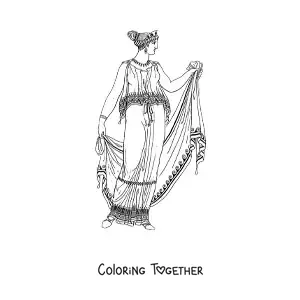 Coloring page of ancient Greek clothing