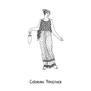 Coloring page of a woman with a pot from Ancient Greece