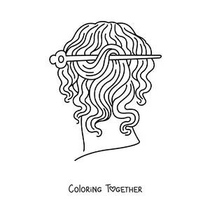 Coloring page of a Greek hairstyle