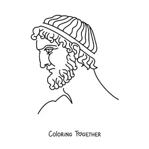 Coloring page of the face of a Greek man