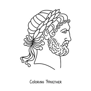 Coloring page of a Greek woman with a laurel wreath
