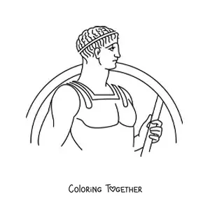 Coloring page of a Greek soldier