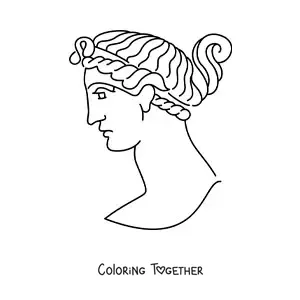 Coloring page of a sculpture of a Greek face