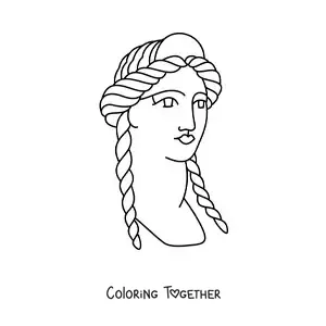 Coloring page of a face from Ancient Greece