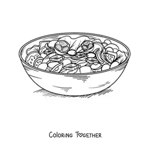 Coloring page of a dish of Greek cuisine