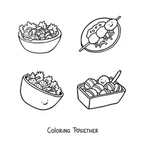 Coloring page of traditional dishes of Greek culture