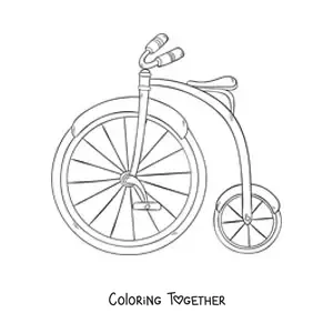 Coloring page of an antique bicycle