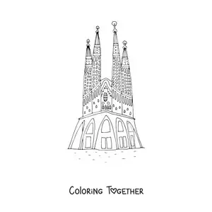 Coloring page of the Sagrada Familia