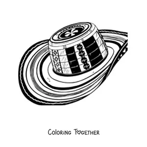 Coloring page of a traditional Colombian hat