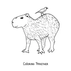 Coloring page of an animated capybara