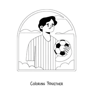 Coloring page of an animated Argentine soccer player