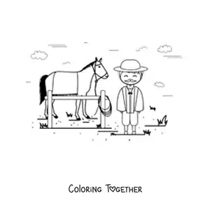 Coloring page of an animated Argentine gaucho