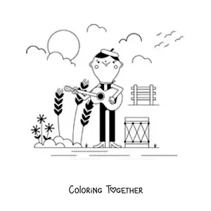 Coloring page of traditional Argentine music