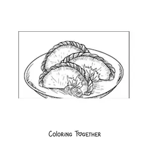 Coloring page of traditional empanadas from Argentine culture