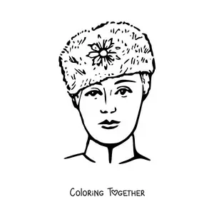 Coloring page of the face of a Russian woman