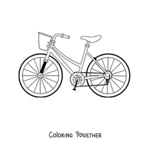Coloring page of a bicycle with a basket