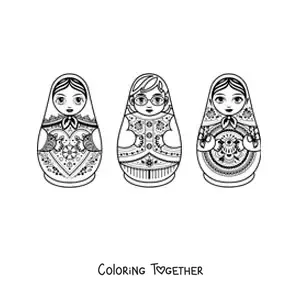 Coloring page of Russian matryoshkas
