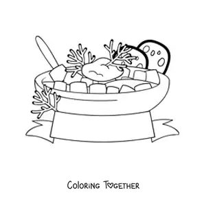 Coloring page of a dish of Russian cuisine