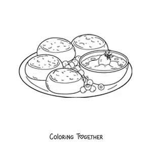 Coloring page of a traditional dessert of Russia