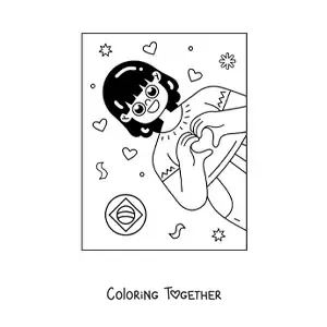 Coloring page of a girl with a Brazil emoji