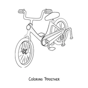 Coloring page of a bicycle with a light