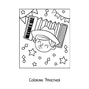 Coloring page of a Brazilian boy celebrating the June Festivals