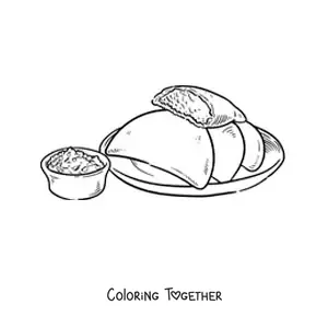 Coloring page of a traditional dish of Venezuela