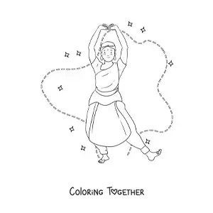 Coloring page of a dance of Indian culture