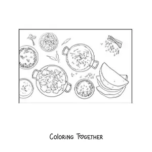 Coloring page of traditional food of Indian culture