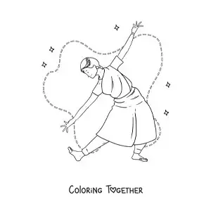 Coloring page of a dance from the culture of India
