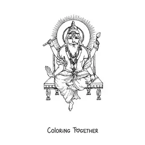 Coloring page of the god Brahma of Hinduism