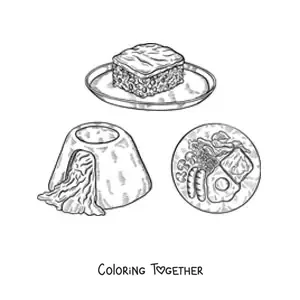 Coloring page of English dishes