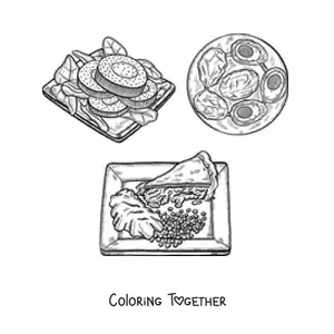 Coloring page of typical food from England