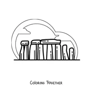 Coloring page of the Stonehenge monument