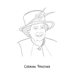 Coloring page of Queen Elizabeth II of the United Kingdom