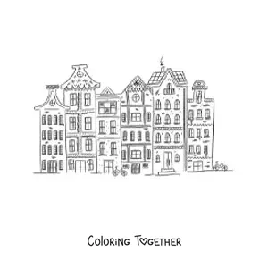 Coloring page of Amsterdam architecture