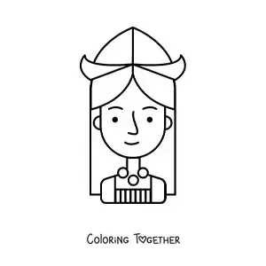 Coloring page of an easy cartoon Dutch girl