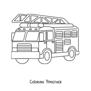 Coloring page of a parked fire truck