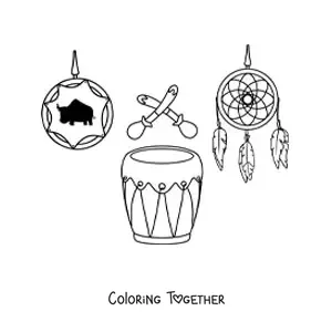 Coloring page of Native American tribal art