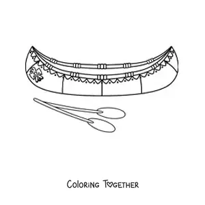 Coloring page of a Native American tribal canoe