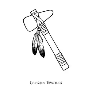 Coloring page of a Native American tribal weapon