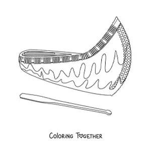 Coloring page of a Native American canoe