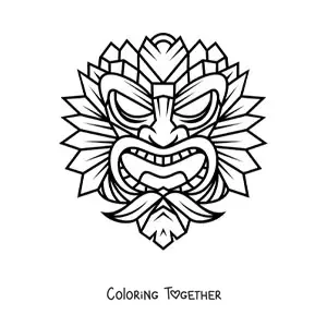 Coloring page of a large tiki mask