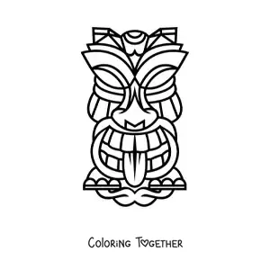 Coloring page of an easy tiki mask