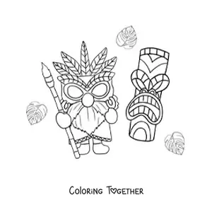 Coloring page of a Hawaiian luau