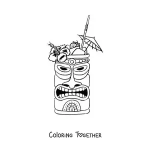 Coloring page of a Hawaiian party drink